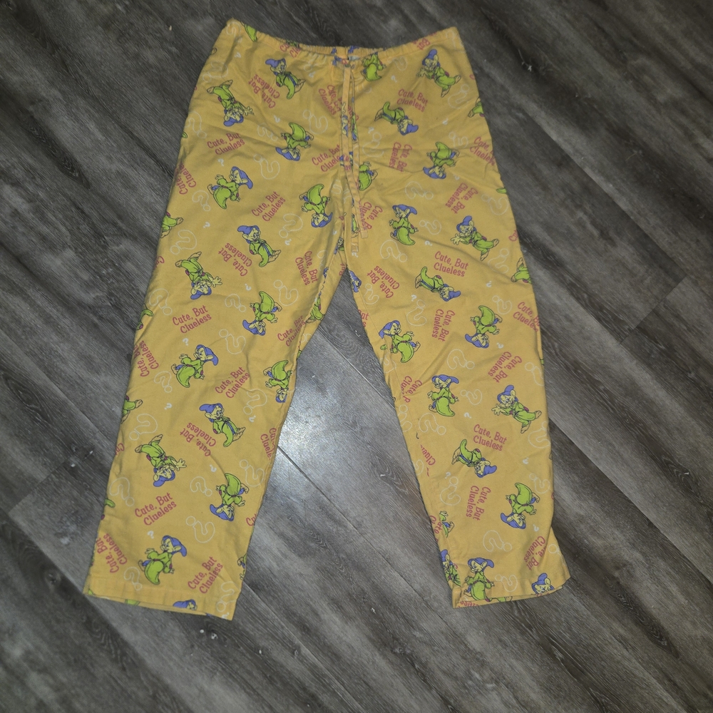 Disney Yellow Pajama‎ Bottoms with Green Dwarfs - Picture 2 of 8